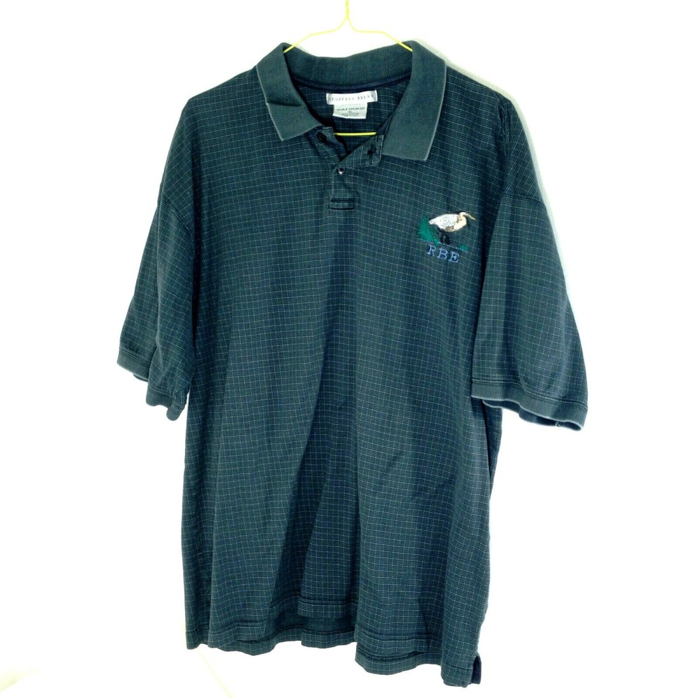 Geoffrey Beene Mens Gray Double Mercerized Cotton Polo Shirt Sz XL w/Pelican